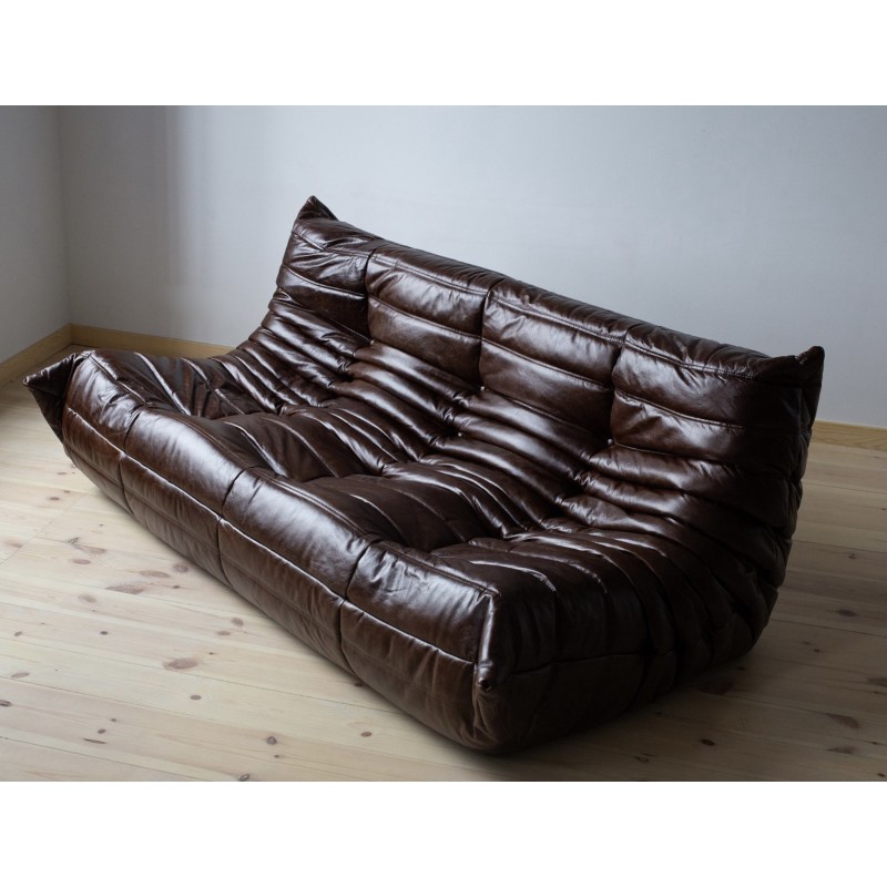 sofa set togo michel ducaroy ligne roset brown leather