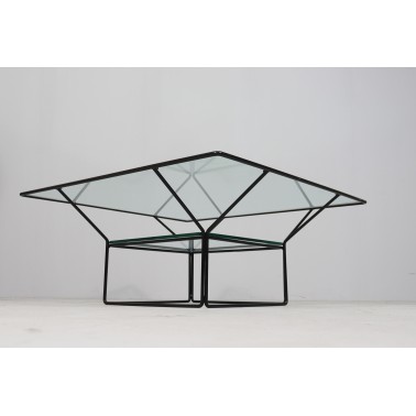 Italian low table with 2 glass tops